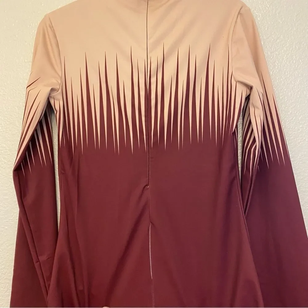 WEISSMAN Balera Dance Burgundy red Fierce Long Sleeve Leotard PL10477 MA